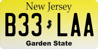 NJ license plate B33LAA