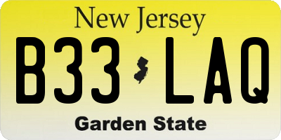 NJ license plate B33LAQ