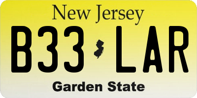 NJ license plate B33LAR