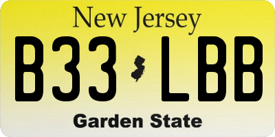 NJ license plate B33LBB