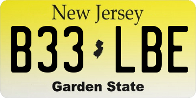 NJ license plate B33LBE
