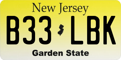 NJ license plate B33LBK