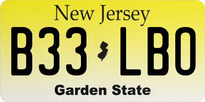 NJ license plate B33LBO