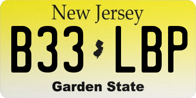 NJ license plate B33LBP