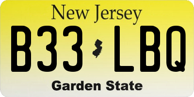 NJ license plate B33LBQ