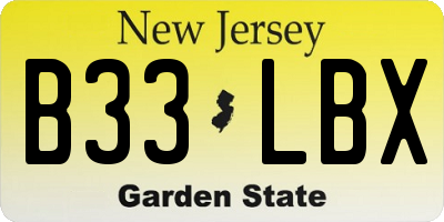 NJ license plate B33LBX