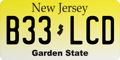NJ license plate B33LCD