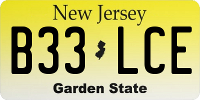 NJ license plate B33LCE