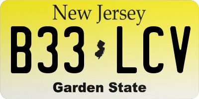 NJ license plate B33LCV