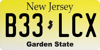 NJ license plate B33LCX