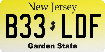 NJ license plate B33LDF