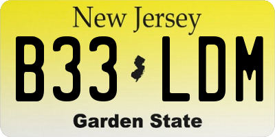 NJ license plate B33LDM