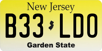 NJ license plate B33LDO