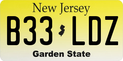 NJ license plate B33LDZ