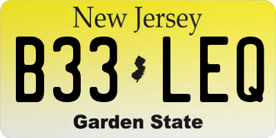 NJ license plate B33LEQ