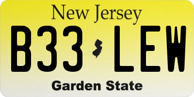 NJ license plate B33LEW