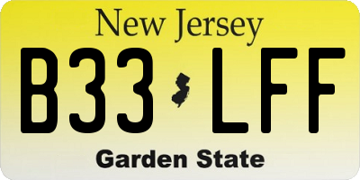 NJ license plate B33LFF