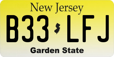 NJ license plate B33LFJ
