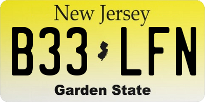 NJ license plate B33LFN