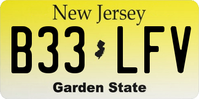 NJ license plate B33LFV