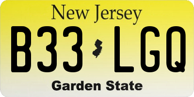 NJ license plate B33LGQ