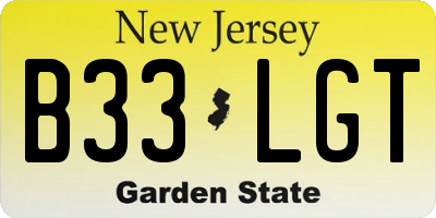 NJ license plate B33LGT