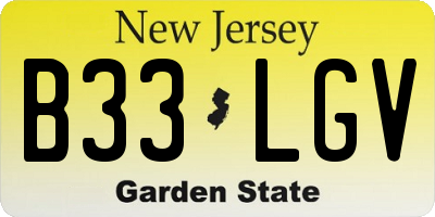 NJ license plate B33LGV