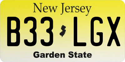 NJ license plate B33LGX