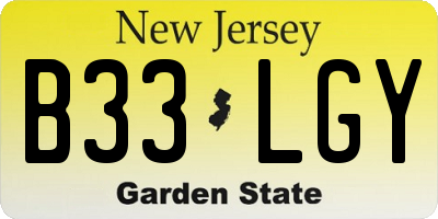 NJ license plate B33LGY