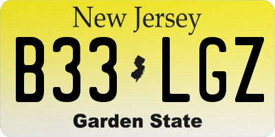 NJ license plate B33LGZ