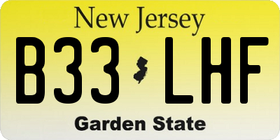 NJ license plate B33LHF