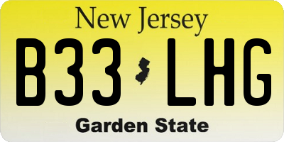 NJ license plate B33LHG