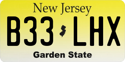 NJ license plate B33LHX