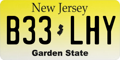 NJ license plate B33LHY