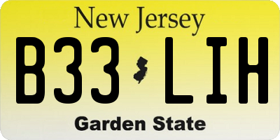NJ license plate B33LIH
