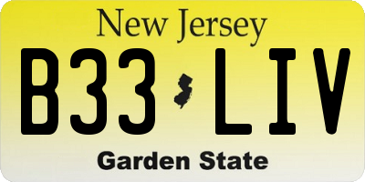 NJ license plate B33LIV