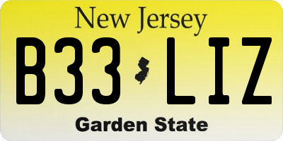 NJ license plate B33LIZ
