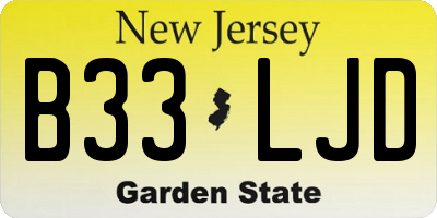 NJ license plate B33LJD