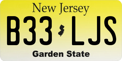 NJ license plate B33LJS