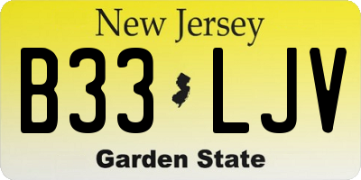 NJ license plate B33LJV