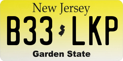 NJ license plate B33LKP