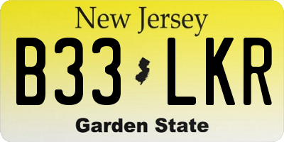 NJ license plate B33LKR