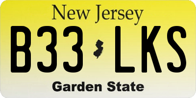 NJ license plate B33LKS