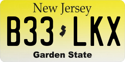 NJ license plate B33LKX