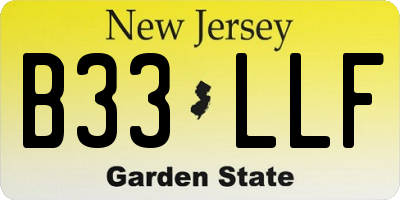 NJ license plate B33LLF