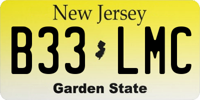NJ license plate B33LMC