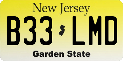 NJ license plate B33LMD
