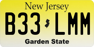 NJ license plate B33LMM