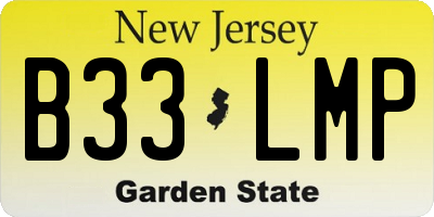NJ license plate B33LMP