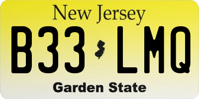 NJ license plate B33LMQ